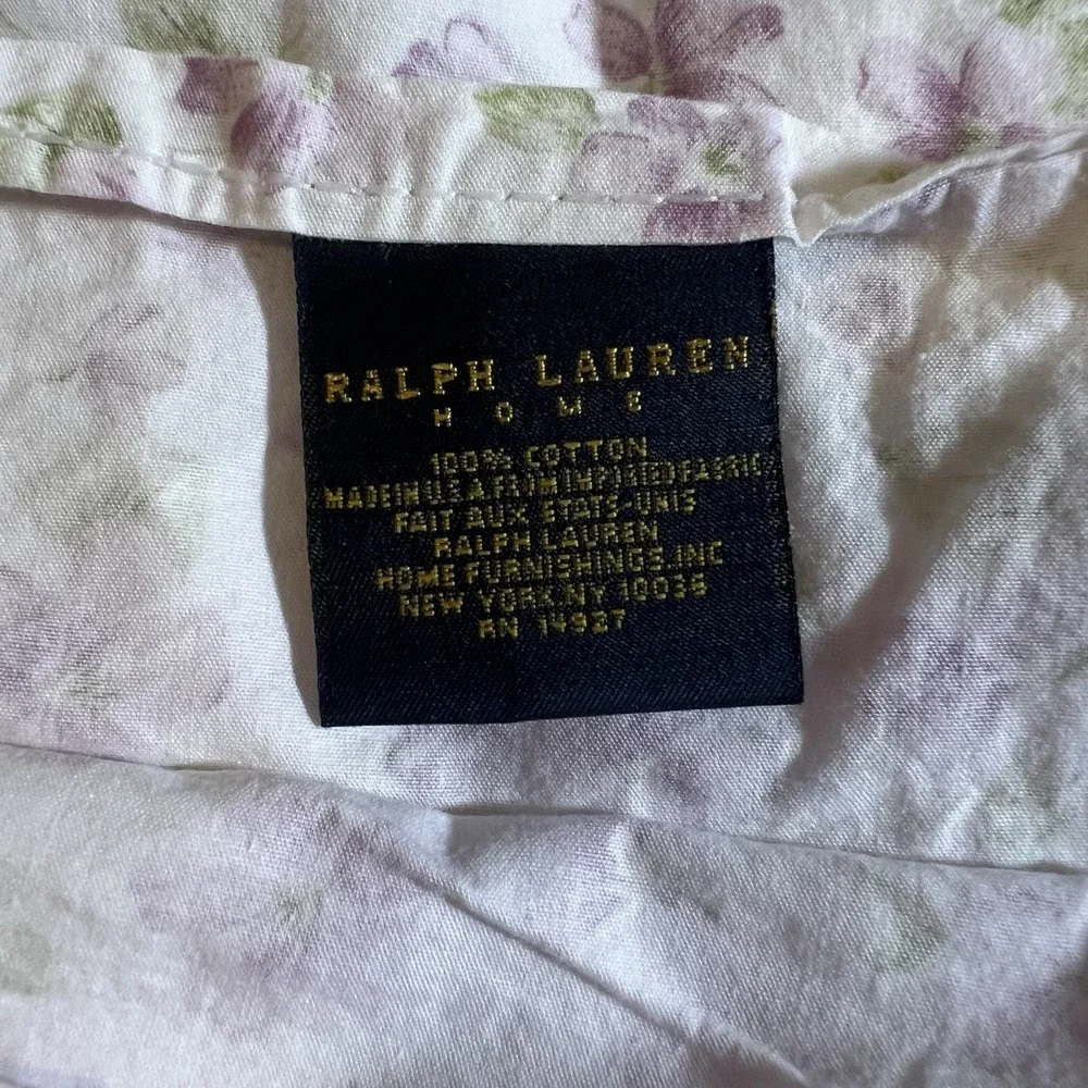 Ralph Lauren Emilie Lavender Violets Queen  Flat Sheet Vtg Shabby Floral Cottage